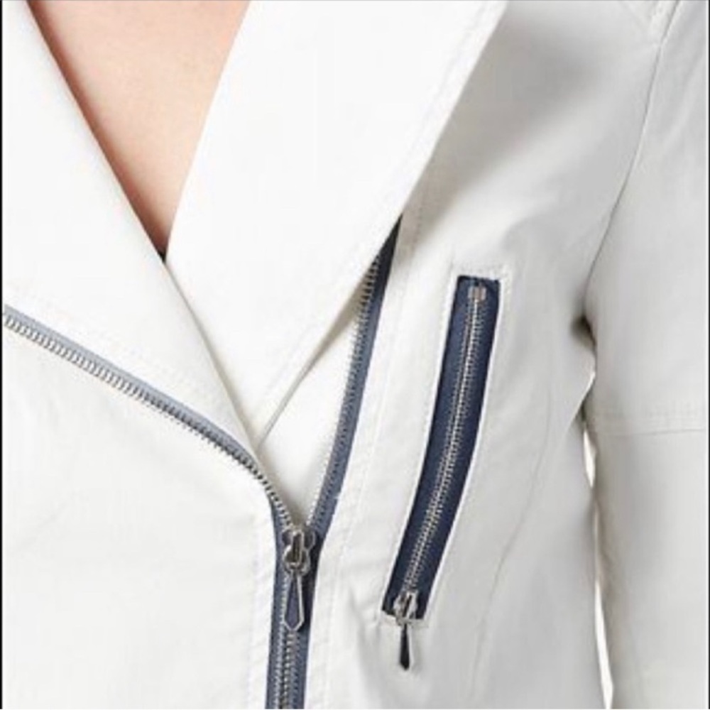 New white coated denim Moto jacket